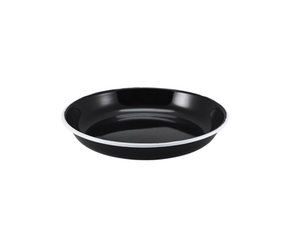 Enamel pasta plate black w/ white edge 24cm