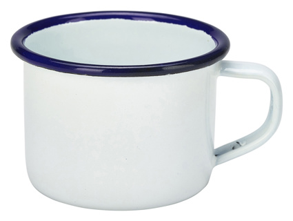 Mini mug esmalt. con Platoe azul 120 ml