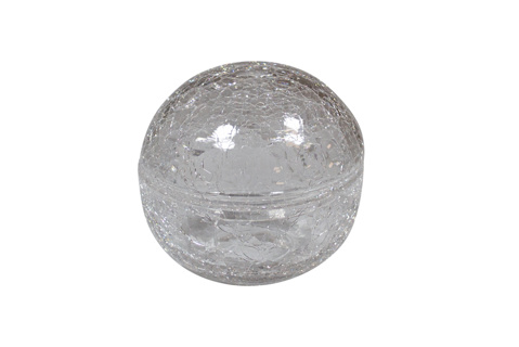 Crackled glas kom met deksel transparant 12 cm