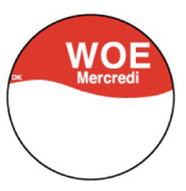 Perm. writable sticker Wednesday 19 mm 1000/roll