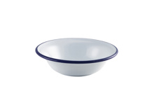 Enamel bowl with blue rim 16 cm