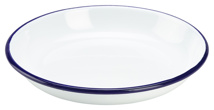 Enamel pasta plate with blue rim 18 cm