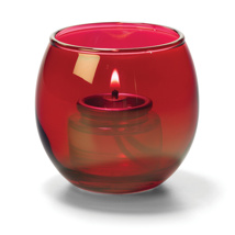 Theelicht luchtbel glas robijn helder 6,7 x 6 cm