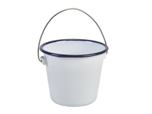 Enamel buffet bucket w/blue rim 10 cm
