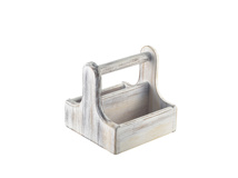 Wooden table caddy small handled white