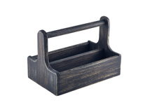 Wooden table caddy handled black 25x15,3x18cm