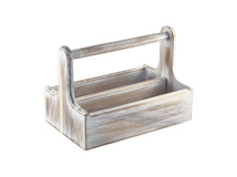 Wooden table caddy handled white 25x15,3x18cm