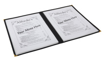 Black American style A4 menu holder 2 pages