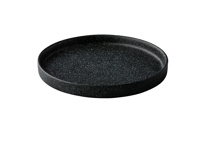 Plate raised edge black with blue spots 22cm