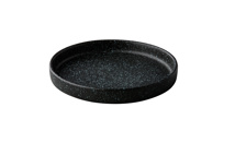 Plate raised edge black with blue spots 17cm