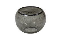 Crackled glass ShApes orb L grey 13,5 x 10 cm
