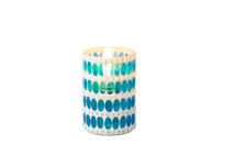 Candle Holder White/Blue 7,5 x 12 cm