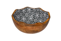 Wooden Bowl black flower Ø30x11 cm