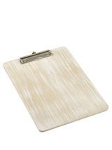 Wooden menu paddle board white wash A4